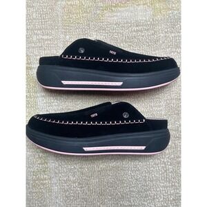 DREW 1875 Black Suede Mules Slip On Shoes Womens 8.5 WW Wide